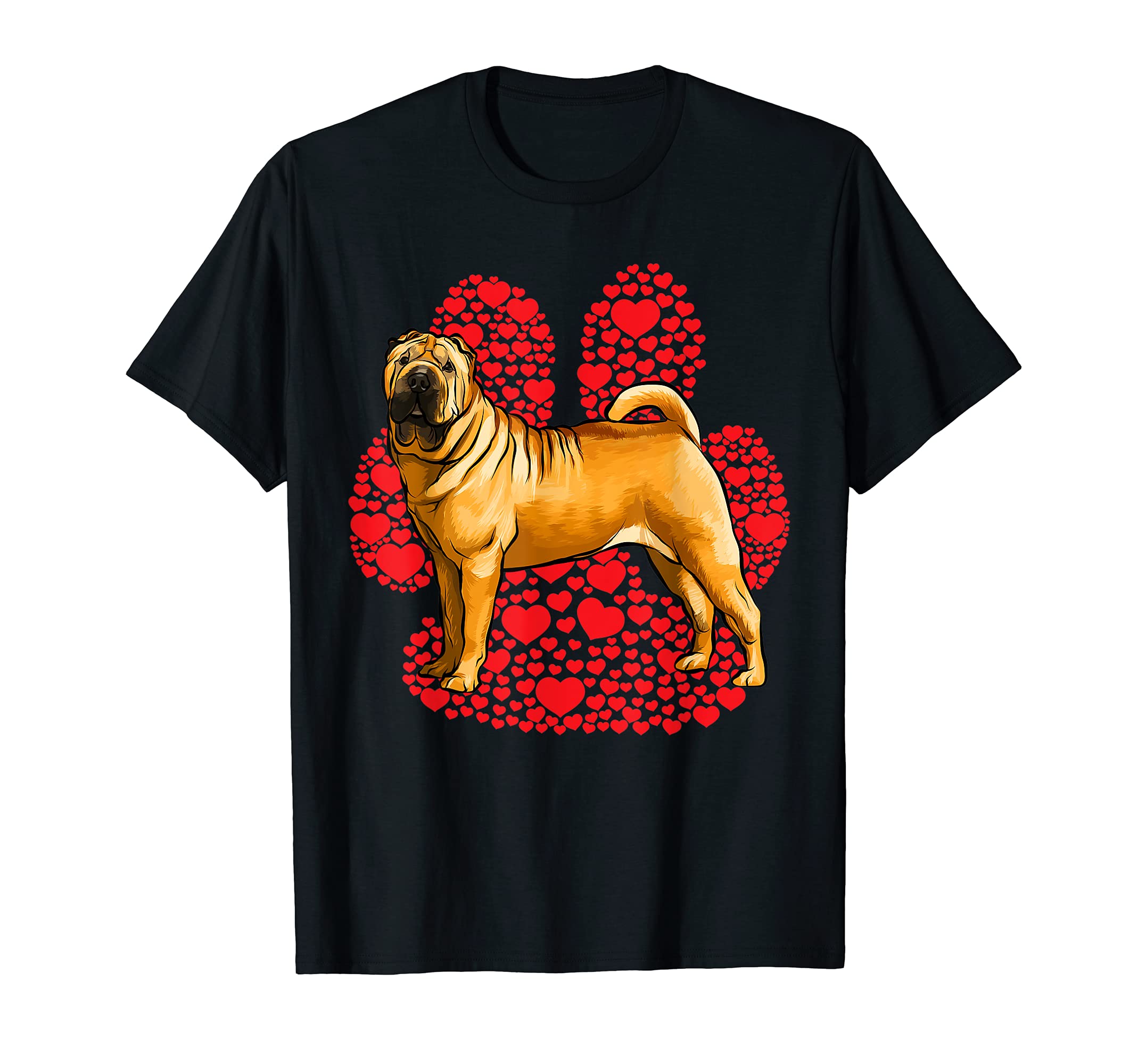 Chinese Shar-Pei Valentines Day Dog Love Paw T-Shirt
