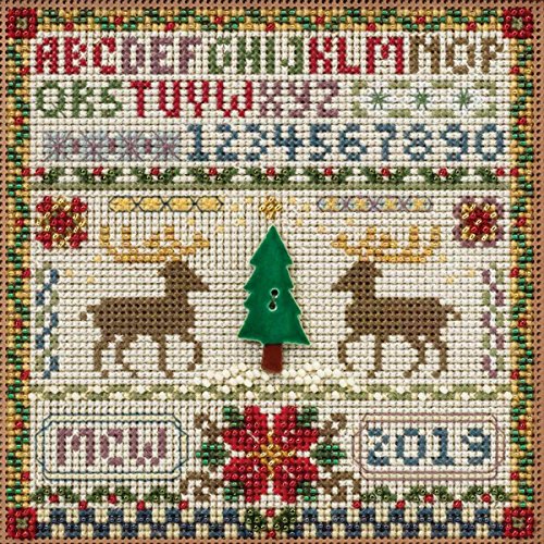 Holiday Sampler Beaded Counted Cross Stitch Kit Mill Hill Buttons & Beads 2016 Winter Series MH141633