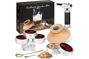 TYRSEN Cocktail Smoker Set, Cocktail Smoker Kit with Torch, Old Fashioned Whiskey Kit, Bourbon Smoker Kit with 4 Flavors of Chimney Wood Chips, Valentine's Day Gift Xmas Gift