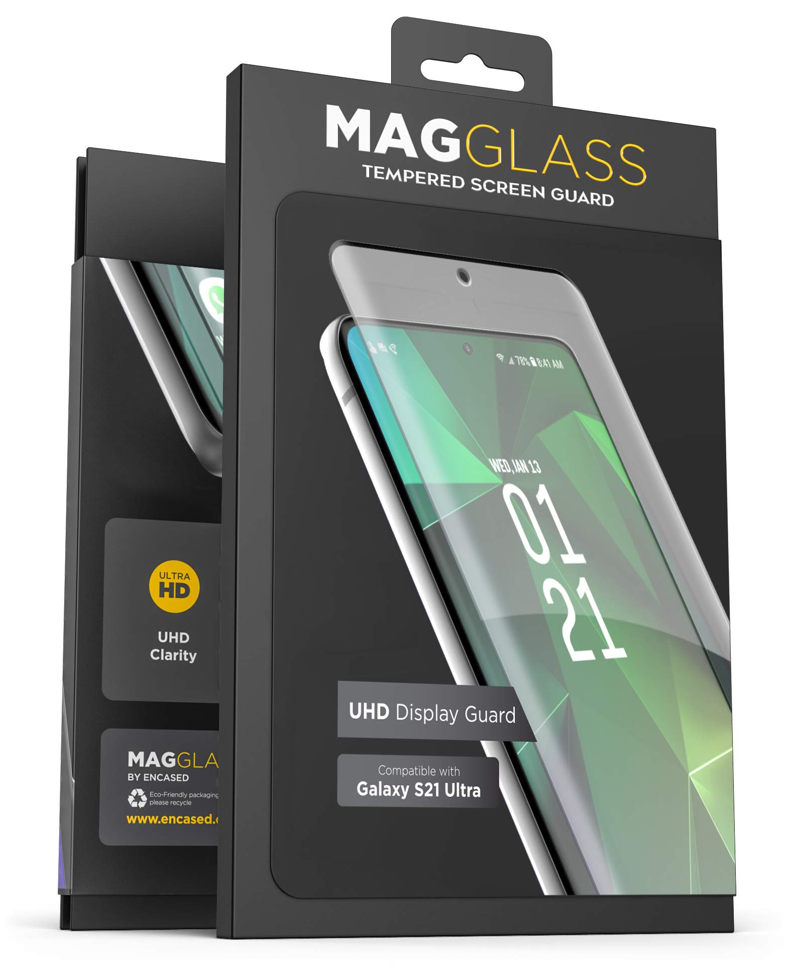 magglass Samsung Galaxy S21 Ultra Tempered Glass Screen Protector (Fingerprint Sensor Compatible) Anti-Bubble UHD Clear Screen Guard (Case Compatible)