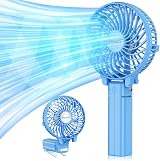 VersionTech Mini Handheld Fan Foldable Portable USB Rechargeable Blue