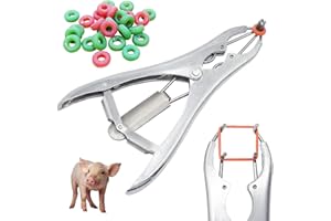 Goat Banding Kit, Stainless Steel Castration Banding Tool, with 100 Castrator Rings, Balloon Expander Pliers, 21x10.5 cm