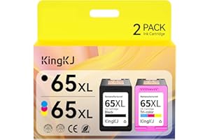 KINGKJ Remanufactured 65 65xl Ink Cartridges Replacement for HP Ink 65 65 XL Black and Color Combo Pack for HP Deskjet 3755 3772 3752 2652 Envy 5055 5058 5052 5032 AMP 100 120 Printer(2 Pack)