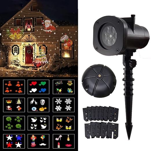 QYHSS Proyector Navidad LED, Luz de Jardín Navidad, con 12 ...