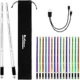 Antner Rechargeable 15 Color Changing LED Light Up Drum Sticks Glow In The Dark Cool Drumsticks with Storage Bag for Adults Drummers Gifts - Durable Professional PC Polymer Material Drum Sticks