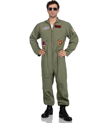 Amazon.com: Deluxe Top Gun Flight Suit Costume for Men - Adult