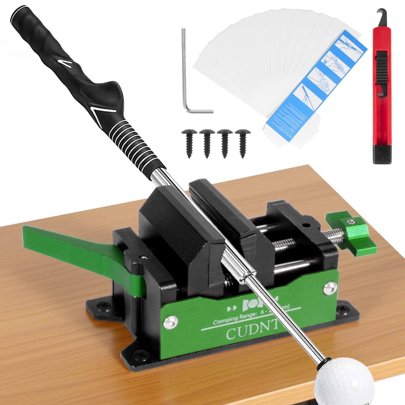 Photo 1 of cudnt Golf Club Grip Regripping Pro Kit with Aluminum Vise, One-Piece Rubber Pad and Quick Release Design, As Well As a Professional Golf Club Grip Replacement Aid for Quick Grip Removal