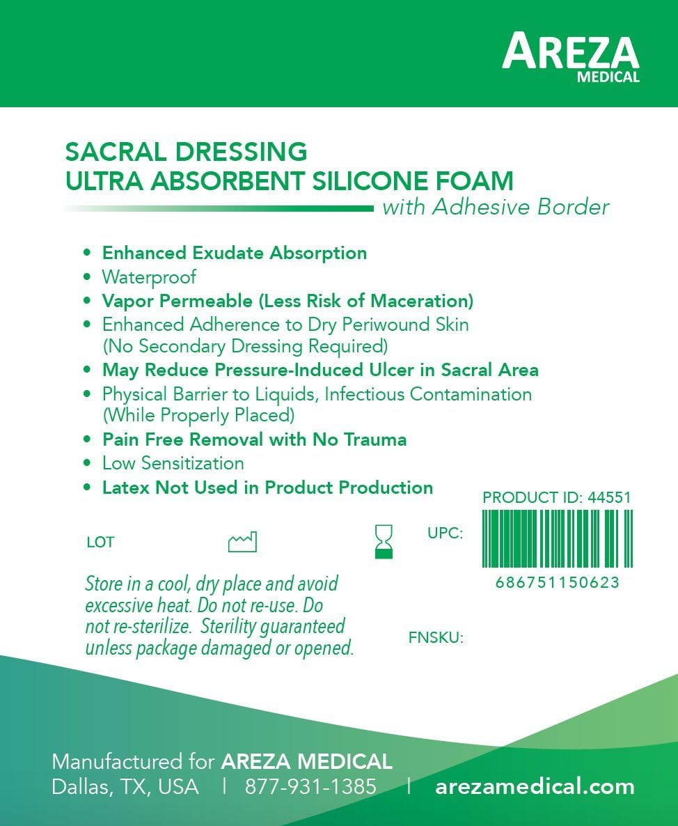 Sacral Superabsorbent Silicone Foam Dressing 9.2" X 9.2" Box of 5; Wound Dressing By Areza Medical: Health & Personal Care