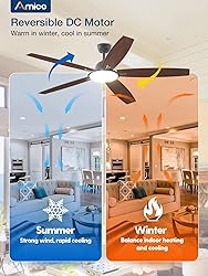 Amico Ceiling Fans with Lights, 52 inch Smart