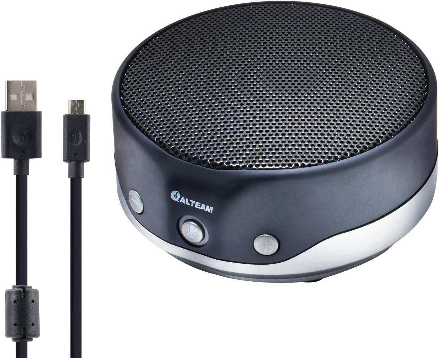 ALTEAM Conference Speakerphone USB Plug & Play, Portable, Easy Carry and Setup, Voice Pick Up 360° Within 2M Radius, 2 Clear Speakers, for Meeting Skype Webinar VoIP Softphone Zoom MS Office macOS