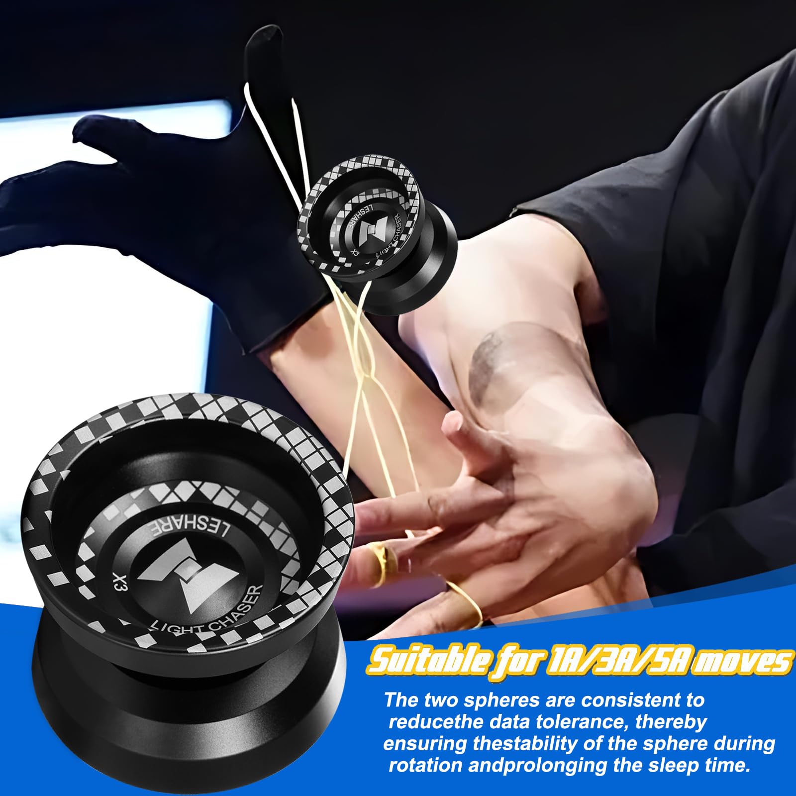 LESHAREYoyo Pro X3 for Advanced Players - Includes Responsive Yoyo for Beginners - Aluminum Yoyo for Kids + 5 Ropes + Gloves + Instructions