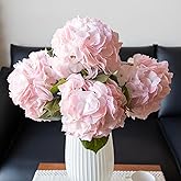 DUYONE 4pcs 22.4'' Realistic Large Artificial Hydrangea Flowers with Long Stem,Light Pink Lifelike Latex Soft Touch Flowers for Home Decor Wedding Arrangements Party Living Room Bouquets