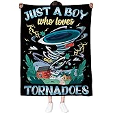 LARIAU Tornado Blanket Gifts for Weather Enthusiasts, Just a Boy Who Loves Tornado Blanket 50" x 60", Meteorologist Gifts, Weather Related Gifts for Adult Birthday Christmas