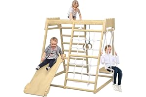 BEENEO Wooden Indoor Jungle Gym, Indoor Playground Climbing Toys for Toddlers, Toddler Climbing Toys Indoor, Stall Bars for Exercise for All Family All Ages Training Stretching