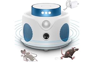 Zimwu 2024 Upgraded Rodent Repellent, 360° Ultrasonic Pest Repeller with Flashlights & PIR, Humane Mouse Traps Effectively Repel Mouse/Squirrel/Spider/Bat for Attics, Houses, Barns, Family & Pet Safe