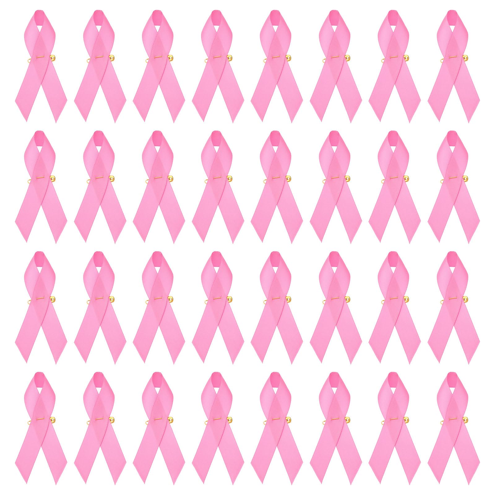 PATIKIL 50 Pieces Pink Polyester Ribbon Satin Pins, Awareness Ribbon Satin with Safety Pins