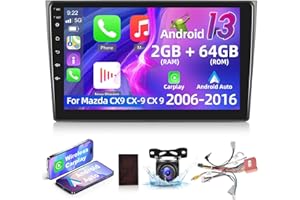 NHOPEEW [2+64G] Android Car Stereo for Mazda CX9 CX-9 CX 9 2006-2016: 10.1 inch Touchscreen Headunit - Wireless Carplay & Android Auto, Mirror Link, FM/RDS Radio, 5G/WiFi, GPS + AHD Backup Camera + Canbus