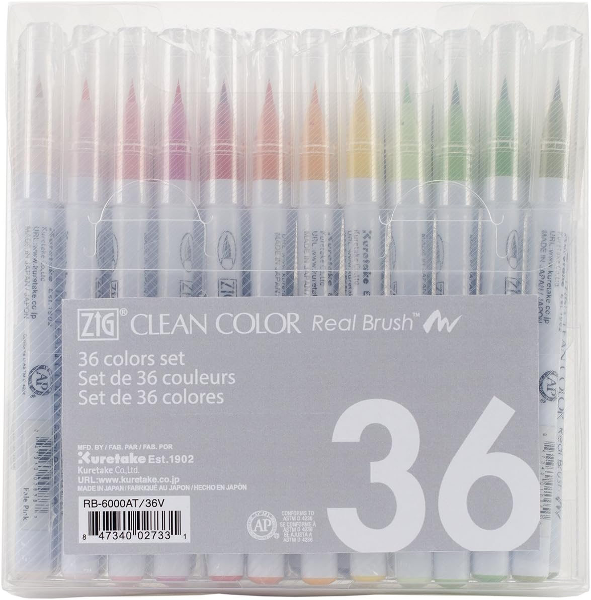 Zig Clean Color Real Brush Markers (36 Per Package)