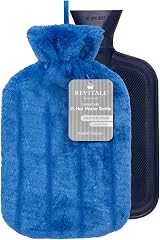 Revitale Luxury 2 Litre Hot Water Bottle with Soft Faux Fur Cover Royal Blue