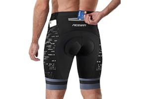 NICEWIN Men's Cycling Shorts Anti-Slip Leg 4D Padded Bike Shorts with 3-Pockets Breathable Biking Bicycle Motorcycle Half-Pants