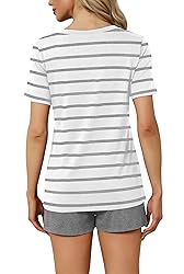 RUBZOOF Women's Short Sleeve Pajama Sets Striped