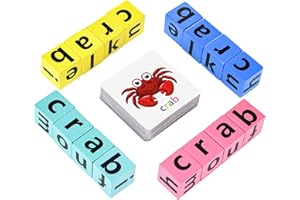 DragonflyDreams Wooden Blocks Spelling Game, Wooden Alphabet Puzzles Blocks, Matching Letter Game Kids Toys Alphabet Spelling Game Toys Montessori Learning Toy Early, Learning Toys for Kids Ages