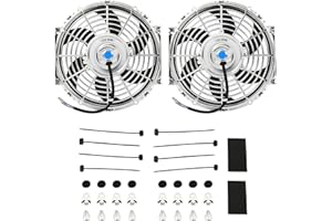 BATONECO Chrome 10" Electric Radiator Cooling Fan Assembly Kit, High Performance Cooling Radiator Fan with 12V 80W 800 CFM Mount Kit Universal, 2 Pack