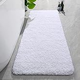 AROGAN Luxury Long Bathroom Runner Rug, 24x60 Inch Thick Soft and Absorbent Non Slip Bath Mat, Rubber Backing Quick Dry Rugs Carpets, Machine Washable Plush Mats for Shower Floor, White