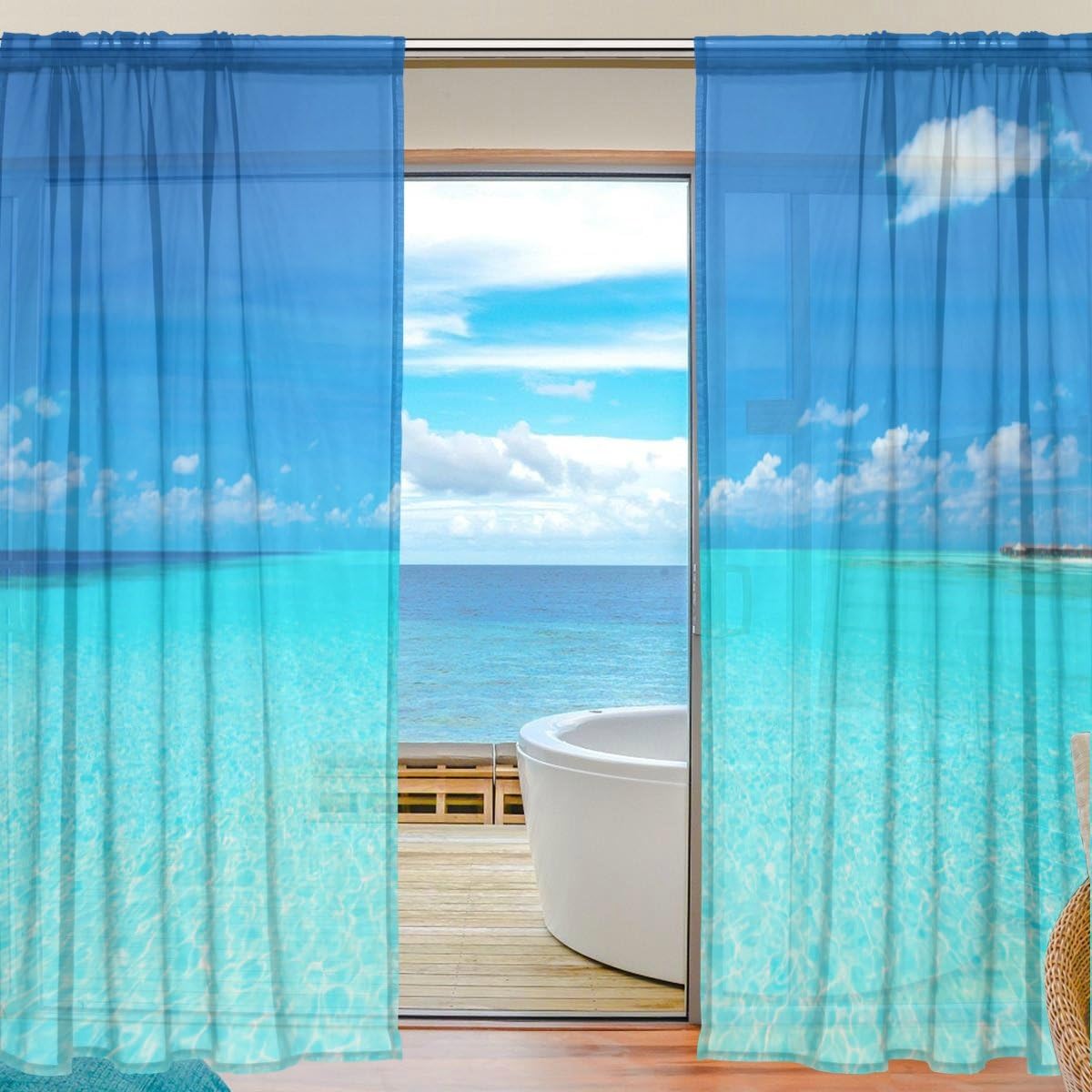 Download Rideaux de fenetre de salle de bains sur le theme de la plage Free