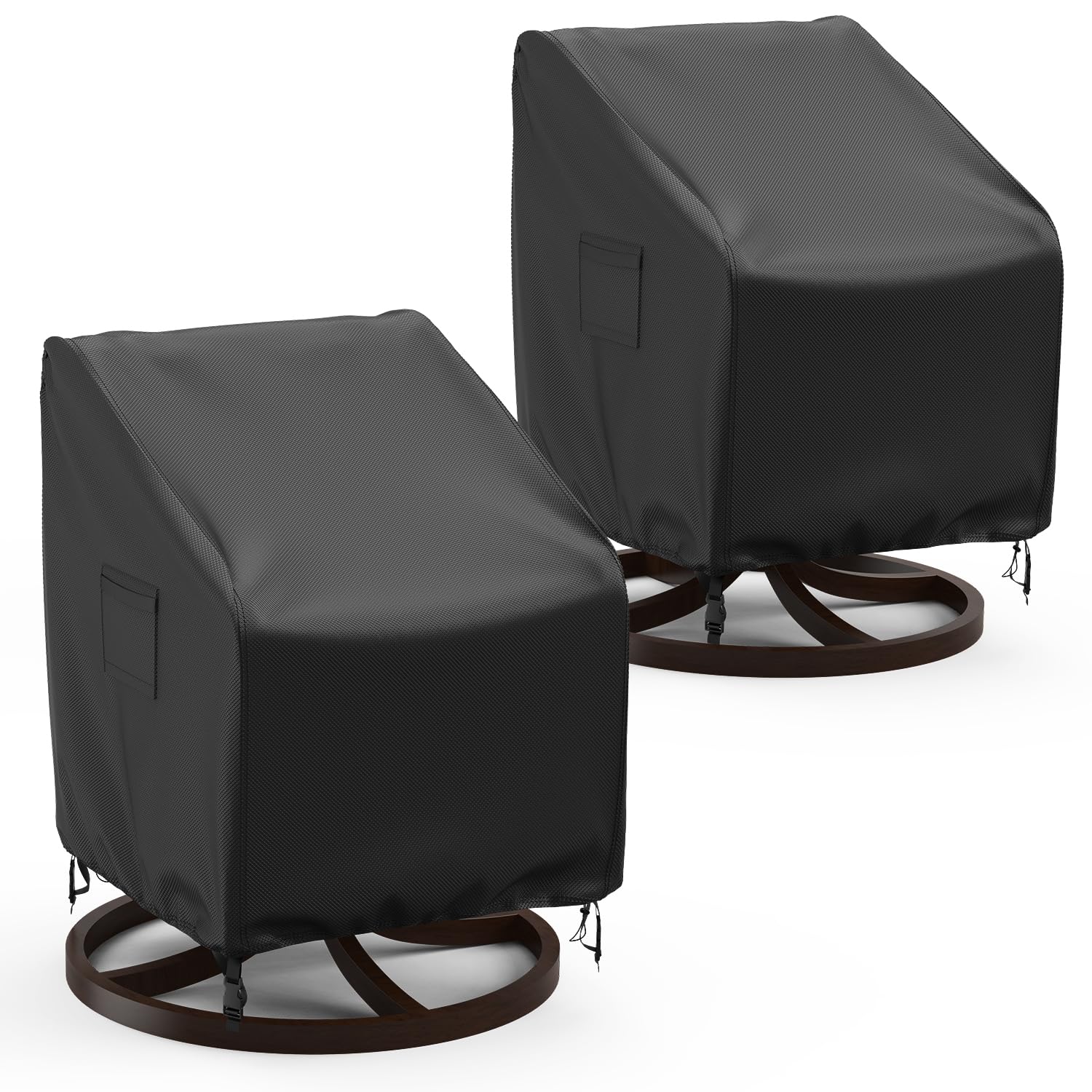 Photo 1 of Brosyda Swivel Patio Chair Covers, 2 Pack Waterproof Outdoor Rocking Chair Covers, Lawn Patio Furniture Covers, Heavy Duty Lounge Chair Cover, 30" W×34" D×38.5" H, Black