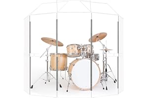 YSBLHCT Portable Drum Shield (5 panels with deflectors). 5 panels, 2ft x 5ft. Acrylic with stainless steel hinges and deflectors. Suitable for practice and performance.