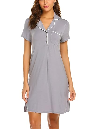 MAXMODA Damen Nachthemd Kurz Pyjama Shorty Nachtwäsche Nachtkleid Schlafkleid Sleepwear S-XL