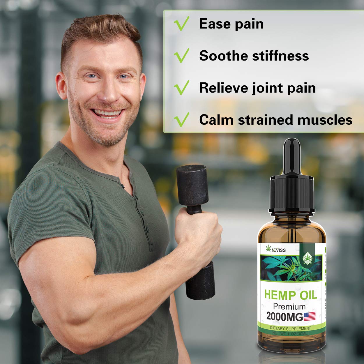 (2 Pack) Hemp Oil 2000mg for Relieve Pain, Stress & Anxiety Relief, Improve Sleep - Organic Hemp Herbal Oil, 100% Natural Hemp Herbal Extract - Made in USA