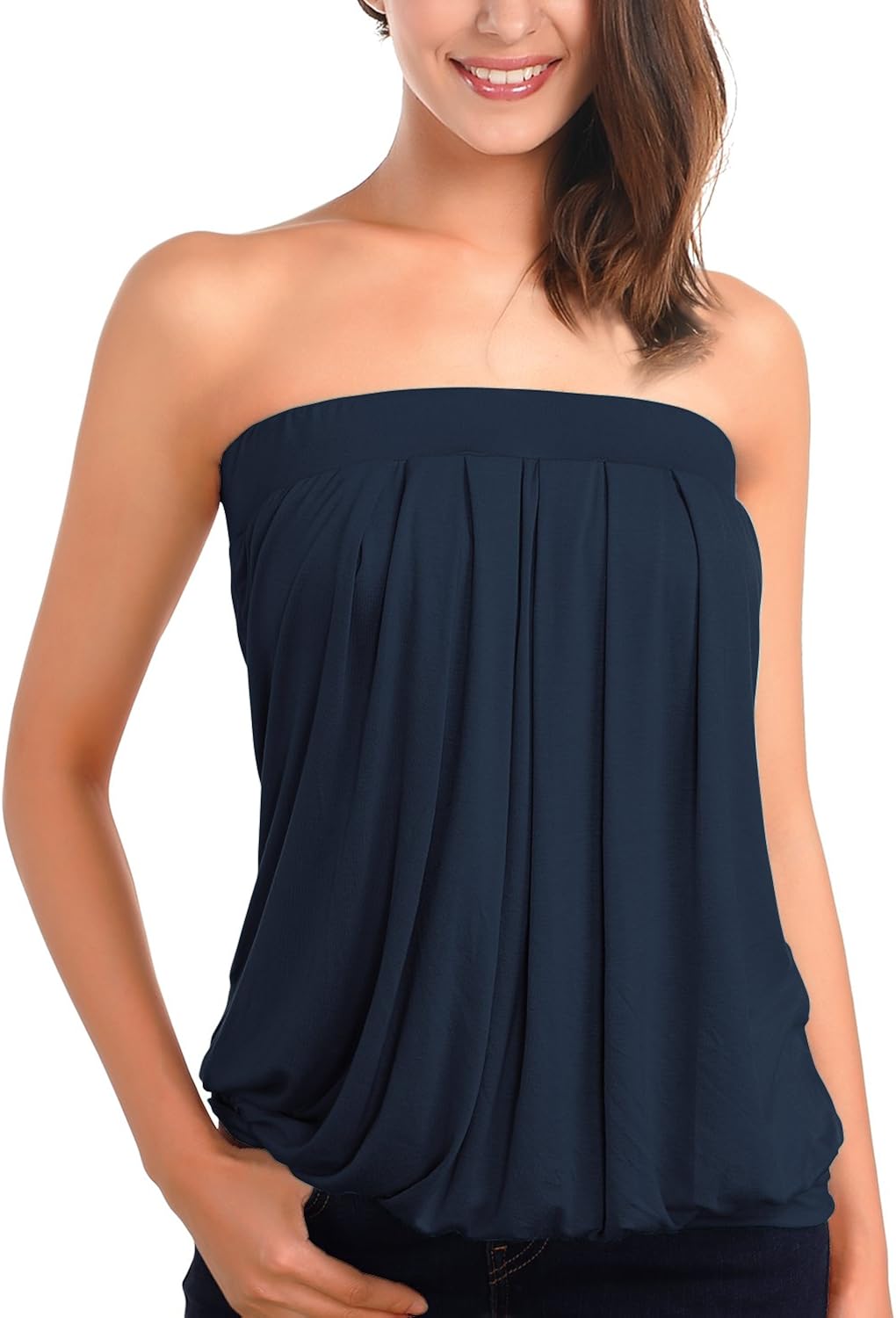 Djt Haut Bustier Plisse Top Debardeur sans Bretelles Femmes Amazon.fr