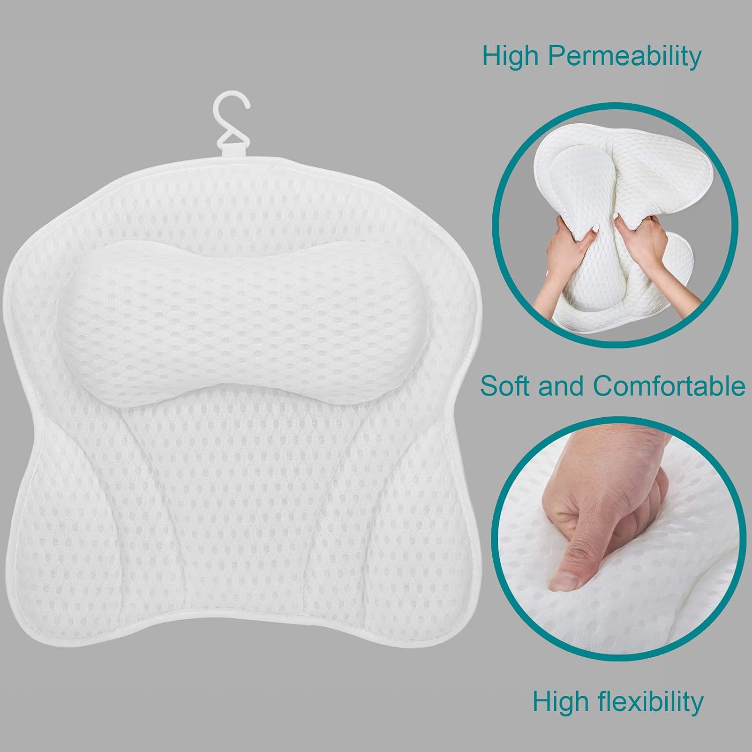 BEISHIDA Bath Pillow, Luxury Bathtub Pillow Spa Bath Pillows for Tub Neck Shoulder Back Support, 4D Air Mesh and 6 Strong Suction Cups - Fits All Bathtub, Hot Tub, Jacuzzi Home Spa for Men Women : Beauty