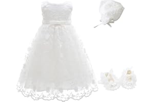 Glamulice Baby Girls Flower Christening Baptism Dress Infant Formal Floral Embroidered Dresses for Toddler