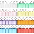 Cuttte 48 Pack Plastic Key Tags, Key Labels with Ring and Label Window, 8 Colors
