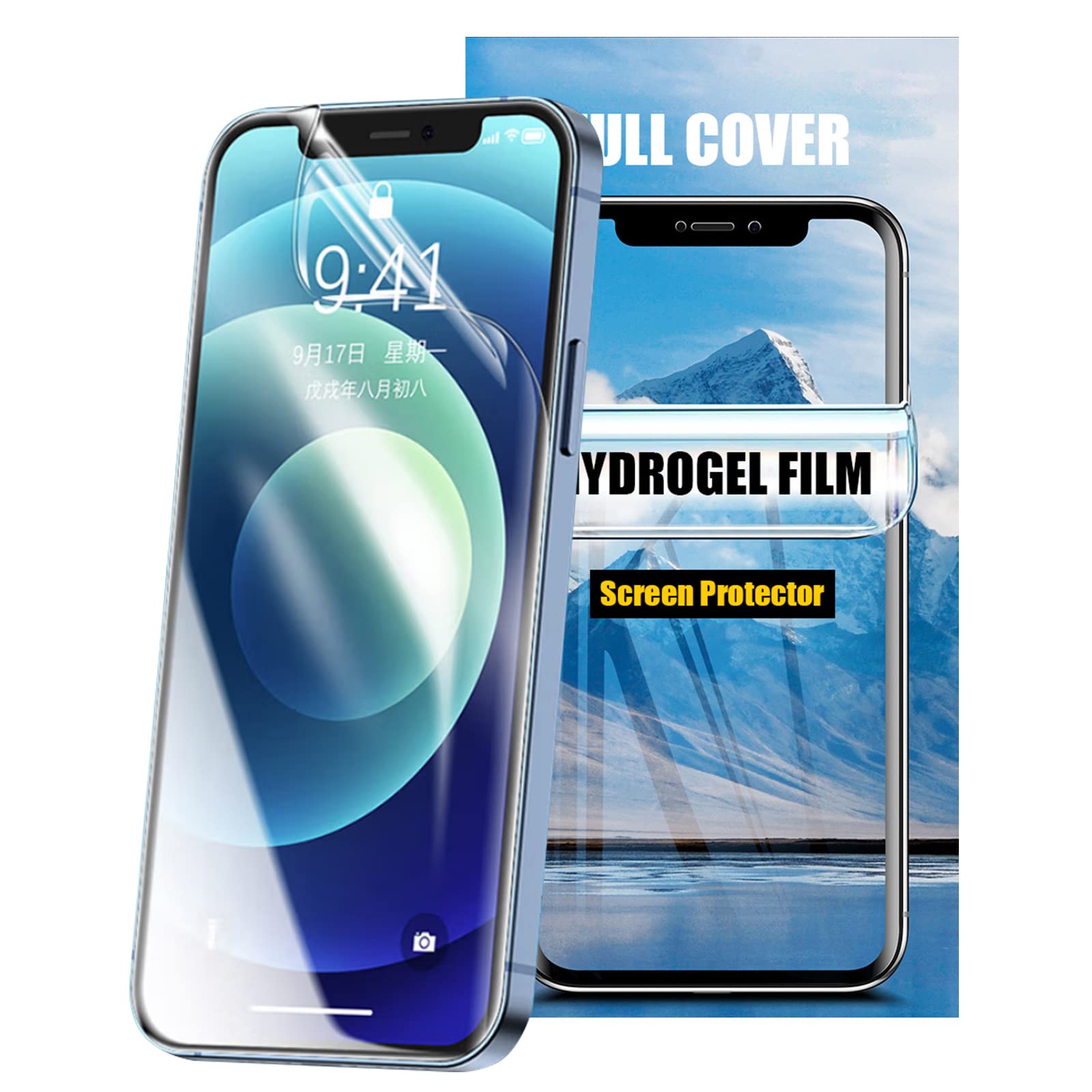 LOOKSEVEN 3 Pack Hydrogel Film For iPhone 13, iPhone 13 Pro Transparent Soft TPU Screen Protector, High Sensitivity Protective Film (Not Tempered Film)
