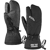 EXski Waterproof Winter 3-Finger Ski Gloves Warm Insulated Snow Mittens for Cold Weather Snowboard Snowmobile