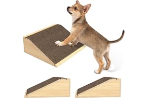 TIMHAKA Dog Ramp for Stairs with Anti-Slip Brown Carpet, Lightweight Wooden Pet Ramp Suitable for Small and Medium Dogs, Portable Dog Stairs to Assist Elderly and Injured Pets, 2 Pack