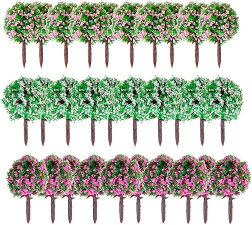 Amazon Sharprepublic 30個ミックスの3色の花モデル列車の木ボール形の風景風景100分の1スケール 30ピース 個 三色 模型用 樹木 建築鉄道電車模型 混合色の花 淡いピンク花 濃いピンク花 白い花 木 高さ3 5cm スケール1 100 鉄道模型 通販