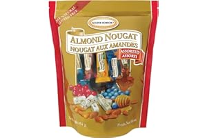 Golden Bonbon Assorted Almond Nougat Candy - Soft & Crunchy Mix, Gluten-Free, Halal Certified, No Artificial Flavors, 6 Flavors 454g / 16 oz