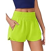 PINSPARK Women's 2 in 1 Running Shorts High Waist Athletic Workout Short Quick Dry Anti-Chafe Liner Short with Zipper Pockets