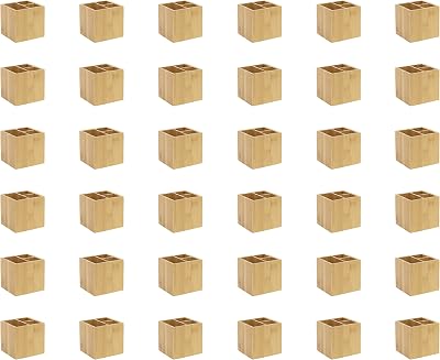 Osco MOSO Bamboo Three Compartment Pen Pot Desk Organizer