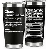 WECACYD Chaos Coordinator 20oz Stainless Steel Tumbler with Lids, Straws - Galentine Valentine, Thank You Gift for Women, Teacher, Nurse, Boss, Coworker, Employee Appreciation, Retirement, Birthday