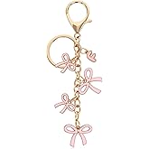 Popizard Bow Purse Charms Keychain - Pink Bow Alphabet Letter Key Chain, Bag Charms Wallet
