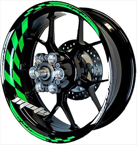 Amazon Motoinkz バイク用 17インチ フルカスタムリムステッカー フラッグ 蛍光グリーン B 80 Flgreen リムステッカー 車 バイク