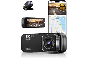 LENSUGE Dash Camera for Cars,Ultra HD 8K Dash Cam Front and Rear, Dash cam with Night Vision,Built-in Wi-Fi & GPS,3.16”IPS Screen,170°Wide Angle,WDR,Free 32GB Card,24Hrs Parking Mode - Carbon Black1