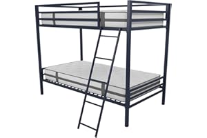 Novogratz Maxwell Twin-Over-Twin Metal Bunk Bed with Ladder and Guardrails, Navy Blue
