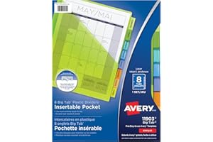 AVERY Big Tab Pocket Insertable Plastic Dividers for Laser and Inkjet Printers, 9-1/4" x 11-1/8", 8 tabs, Multi-Colour, 1 Set
